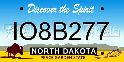 IO8B277 North Dakota License Plate