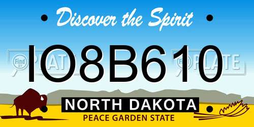 IO8B610 North Dakota License Plate