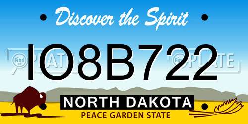 IO8B722 North Dakota License Plate