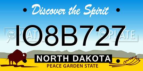 IO8B727 North Dakota License Plate