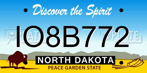 IO8B772 North Dakota License Plate