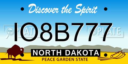 IO8B777 North Dakota License Plate