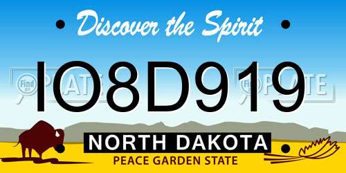 IO8D919 North Dakota License Plate