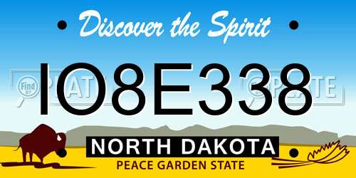 IO8E338 North Dakota License Plate