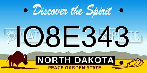 IO8E343 North Dakota License Plate