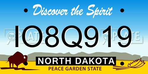 IO8Q919 North Dakota License Plate