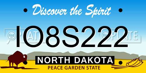 IO8S222 North Dakota License Plate