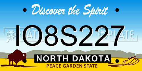 IO8S227 North Dakota License Plate