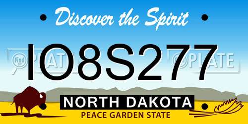 IO8S277 North Dakota License Plate