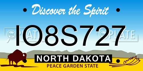 IO8S727 North Dakota License Plate