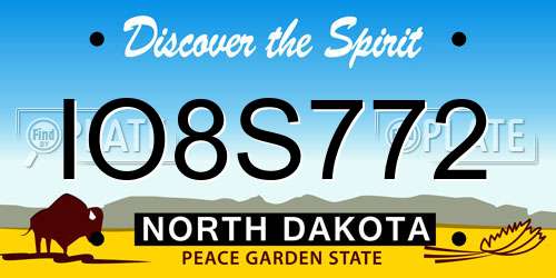 IO8S772 North Dakota License Plate