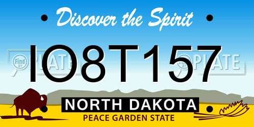 IO8T157 North Dakota License Plate