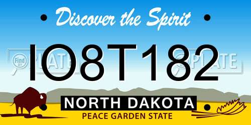 IO8T182 North Dakota License Plate