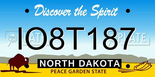 IO8T187 North Dakota License Plate