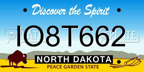 IO8T662 North Dakota License Plate