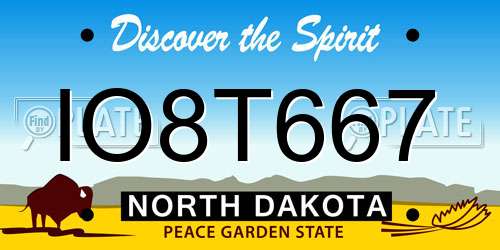 IO8T667 North Dakota License Plate