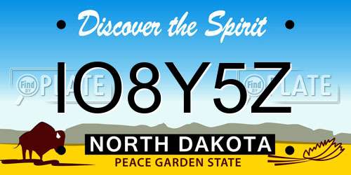 IO8Y5Z North Dakota License Plate