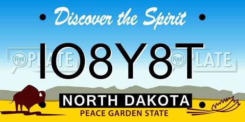IO8Y8T North Dakota License Plate
