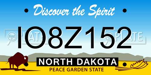 IO8Z152 North Dakota License Plate
