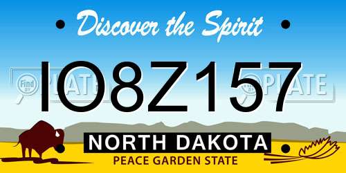 IO8Z157 North Dakota License Plate