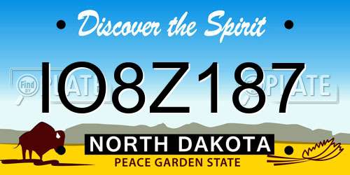 IO8Z187 North Dakota License Plate