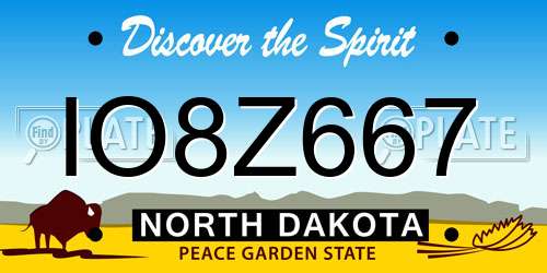 IO8Z667 North Dakota License Plate
