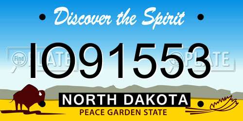 IO91553 North Dakota License Plate
