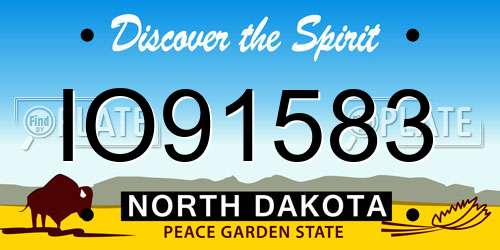 IO91583 North Dakota License Plate