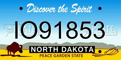 IO91853 North Dakota License Plate