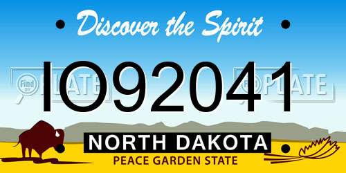 IO92041 North Dakota License Plate