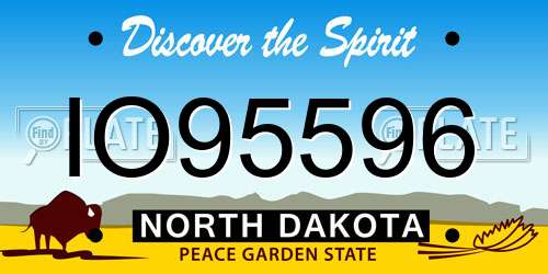 IO95596 North Dakota License Plate