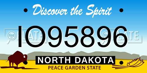 IO95896 North Dakota License Plate