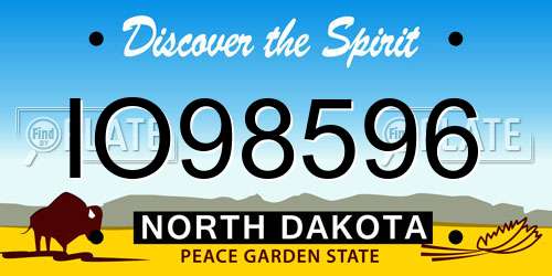 IO98596 North Dakota License Plate