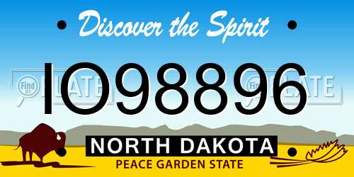 IO98896 North Dakota License Plate