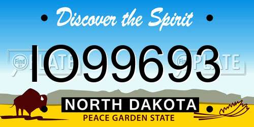 IO99693 North Dakota License Plate