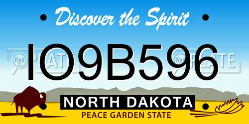 IO9B596 North Dakota License Plate