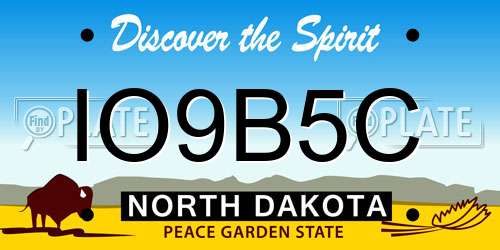 IO9B5C North Dakota License Plate