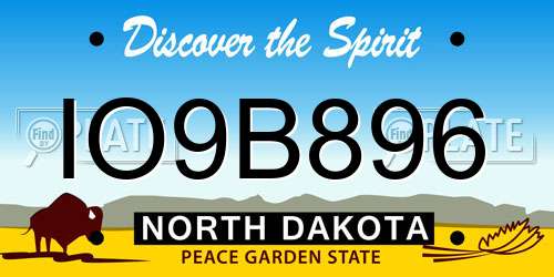 IO9B896 North Dakota License Plate