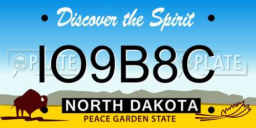 IO9B8C North Dakota License Plate