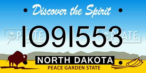 IO9I553 North Dakota License Plate