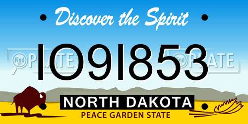 IO9I853 North Dakota License Plate