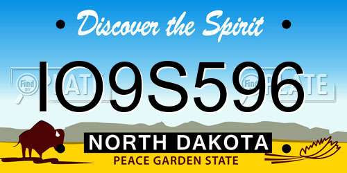 IO9S596 North Dakota License Plate