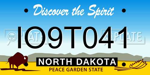 IO9T041 North Dakota License Plate