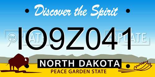 IO9Z041 North Dakota License Plate