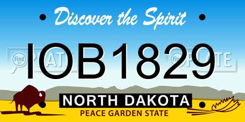 IOB1829 North Dakota License Plate