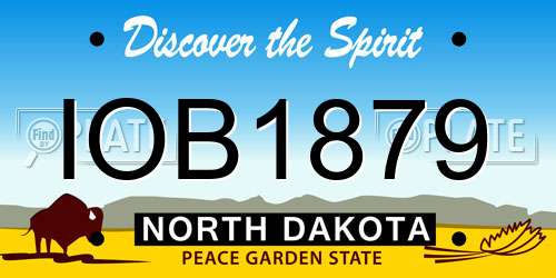 IOB1879 North Dakota License Plate