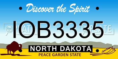 IOB3335 North Dakota License Plate