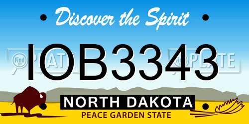 IOB3343 North Dakota License Plate