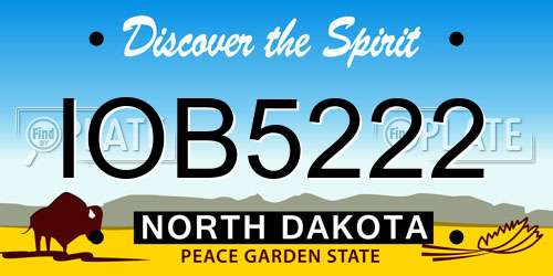 IOB5222 North Dakota License Plate