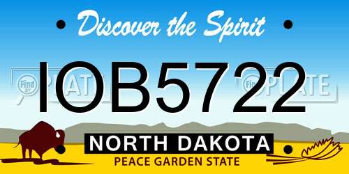 IOB5722 North Dakota License Plate